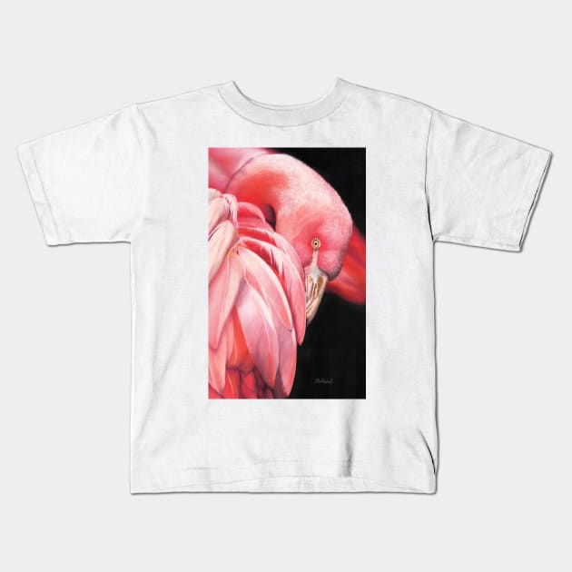 Pretty Flamingo realistic colourful pastel painting Kids T-Shirt by Mightyfineart